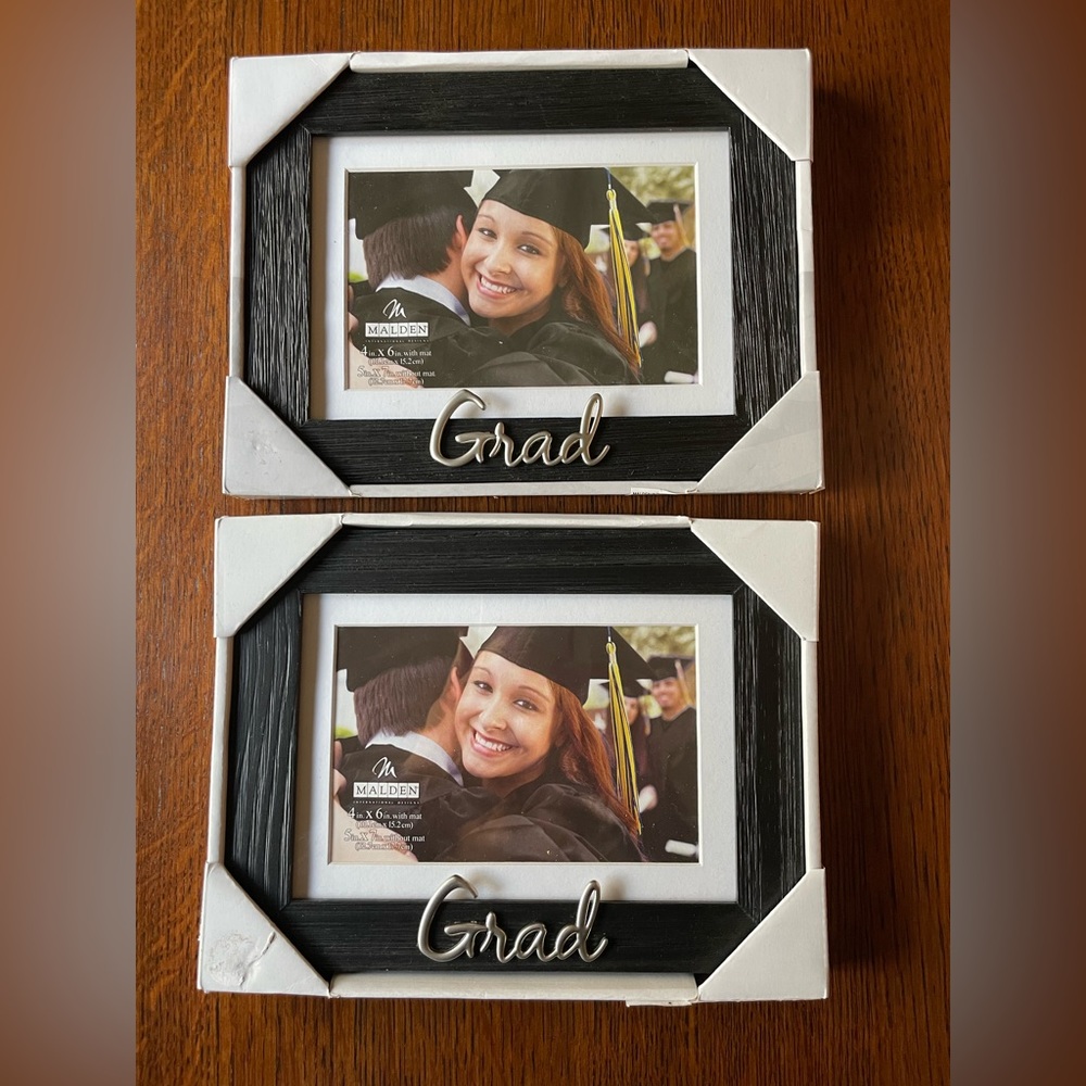 Pair Graduation Picture frames by Malden. Black. For 4” x 6” or 5” x 7” photos.